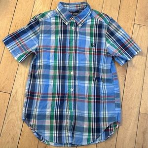Chaps by Ralph Lauren Boy’s Blue Madras Short Sleeve Oxford Size 10-12